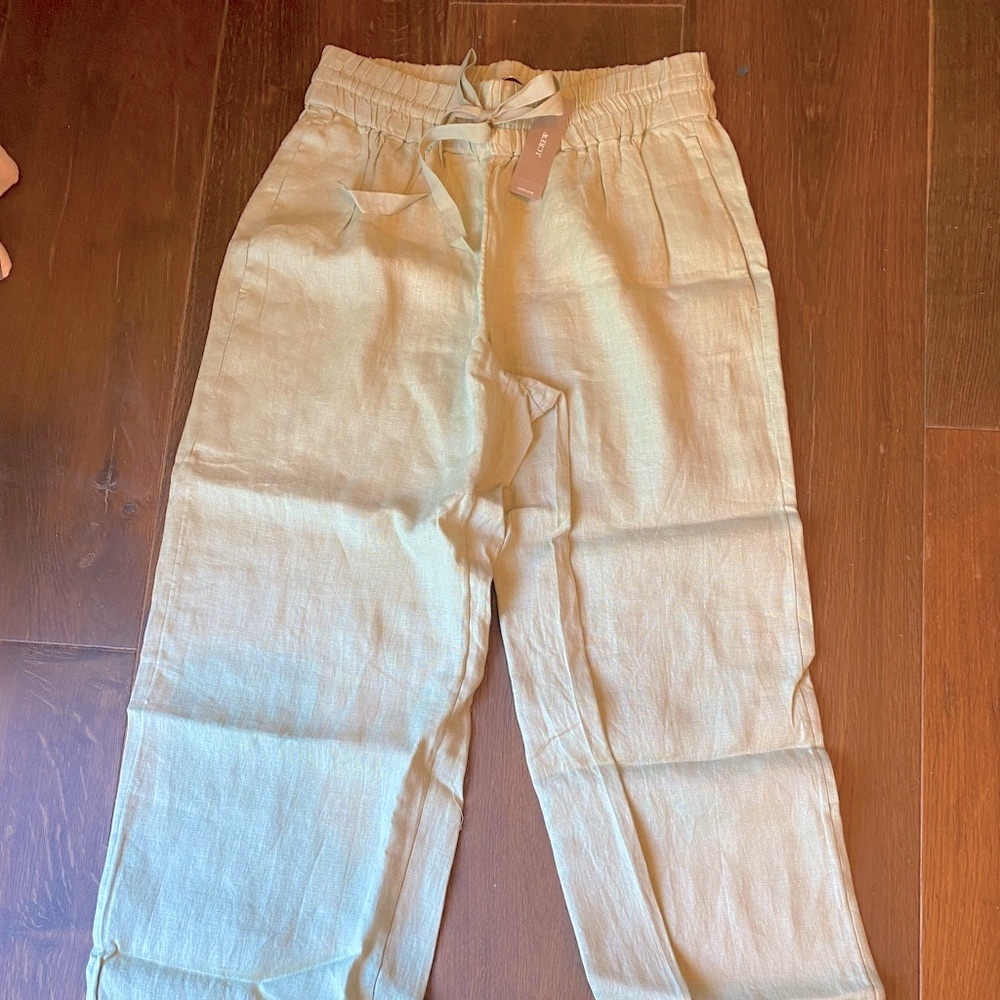 J Crew Wide Leg Linen Crop Pants XS Petite